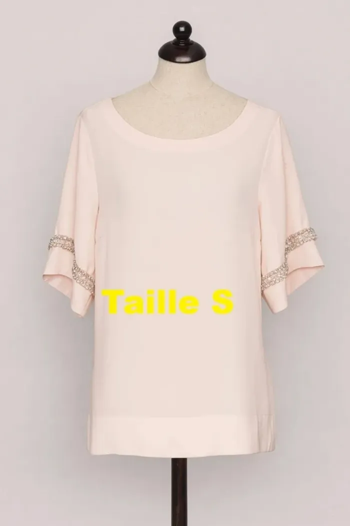 Tunique manche courte rose avec perle et strass Vero Moda Taille S