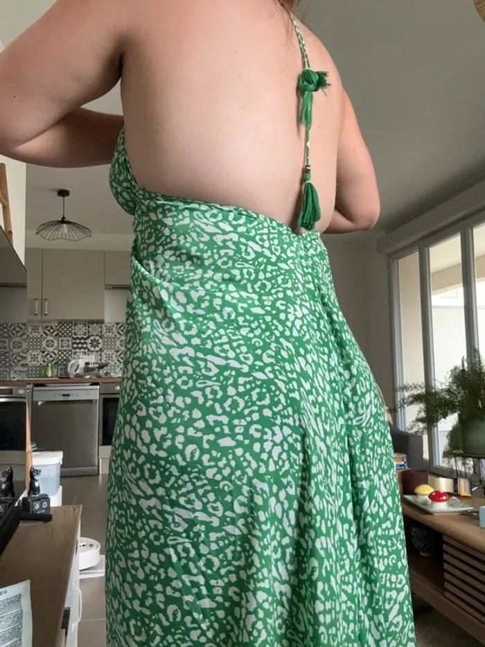 Robe longue verte et blanche GOA taille M - photo numéro 5