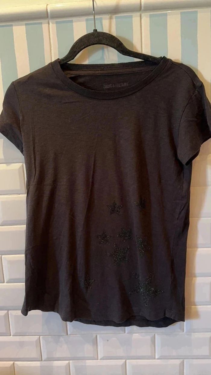 T-shirt Zadig et Voltaire T:M étoiles noir paillettes  neuf - photo numéro 2