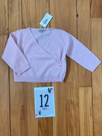 Gilet cache coeur rose laine cachemire