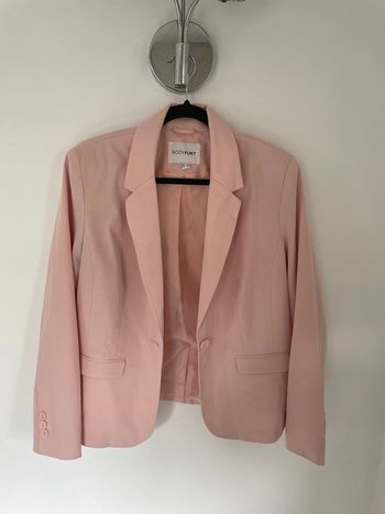 Veste blazer façon smoking rose pour femme