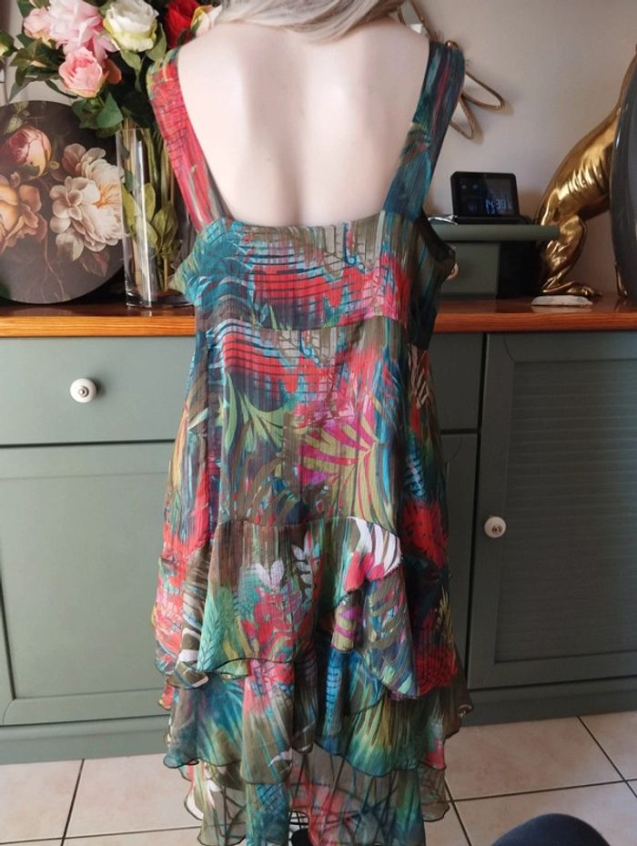 🐝Robe d'Été Imprimé Floral & Froufrous Toscane T44+🐝 - photo numéro 8