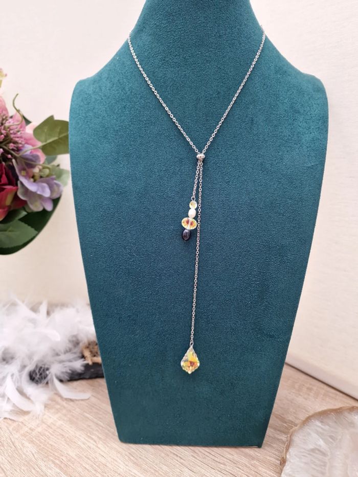 Collier Acier Perles D'eau Douce Cristal - photo numéro 8