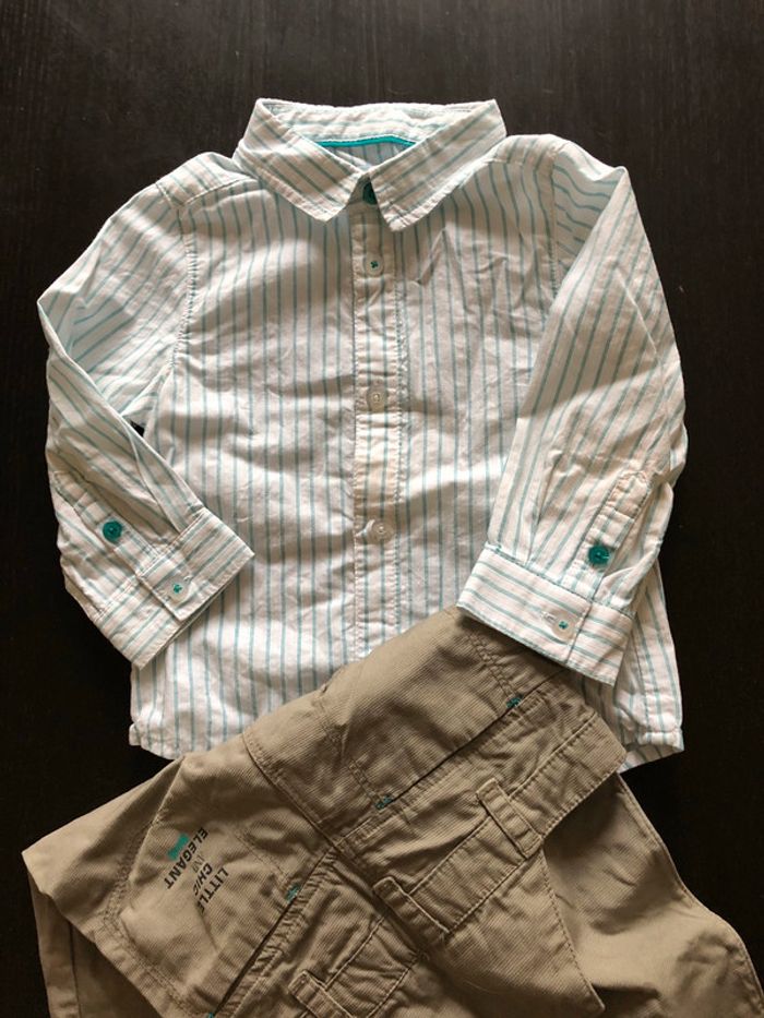 Ensemble salopette et chemise 12M - photo numéro 3