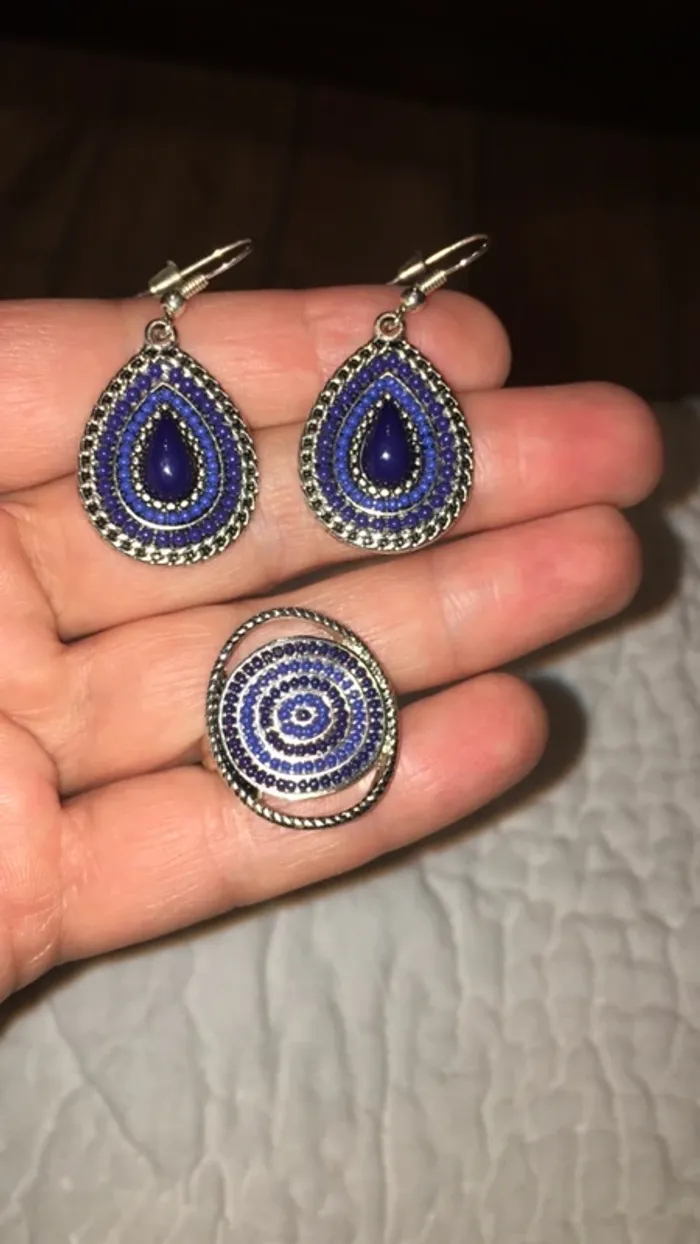 Ensemble bague et boucles d oreille en argent