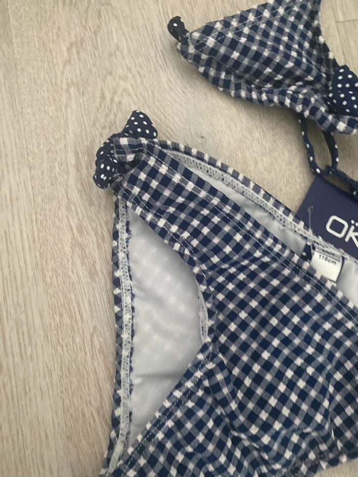 Maillot de bain bikini, Okaïdi, Vichy blanc et Marine taille 6 ans, neuf - photo numéro 3