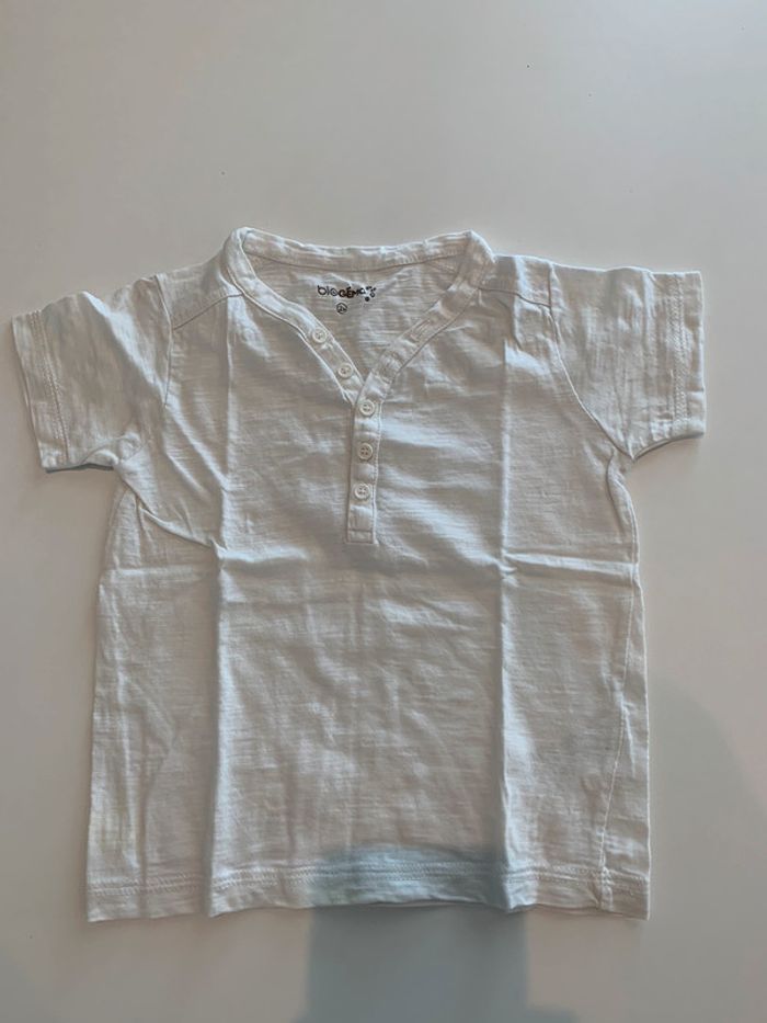 T-shirt col tunisien blanc Gemo taille 2 ans garçon
