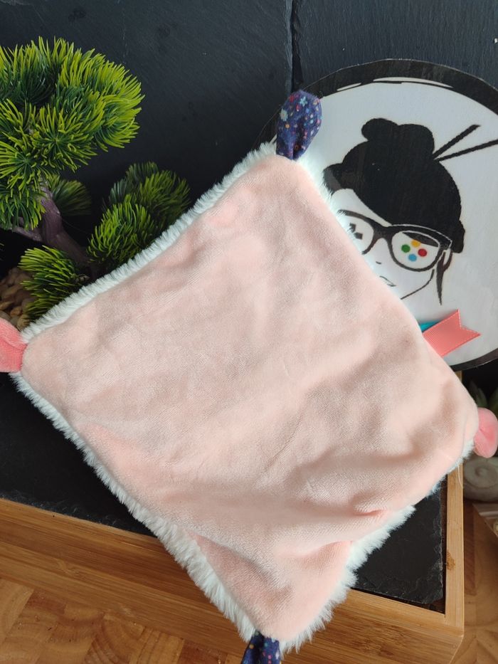 doudou plat chat pollen baby nat blanc rose violet bn0442 jaune fleur Coeur 3432 - photo numéro 2