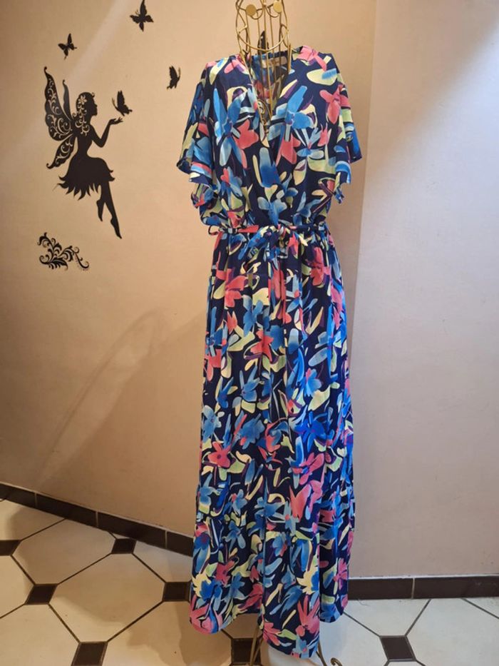 Robe longue fleurie multicolore