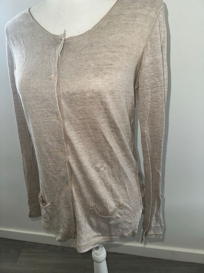 Cardigan beige crème tulle mesh Sonia Rykiel T38 M - photo numéro 7