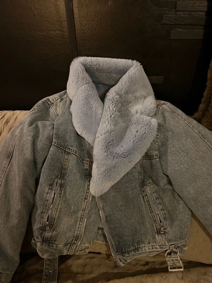 Veste jeans chaude manteau hiver moumoute - photo numéro 6