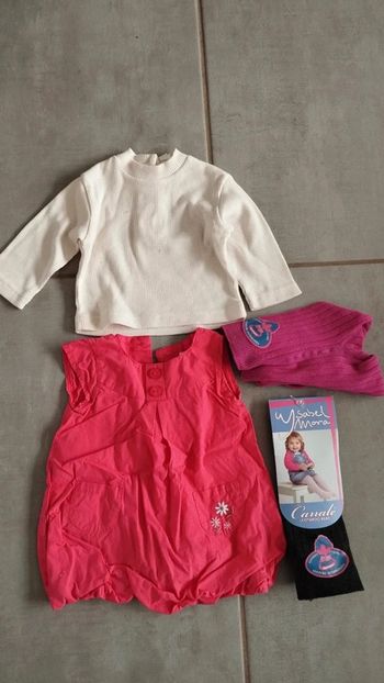 Ensemble robe Tee shirt collants bébé fille 3 mois