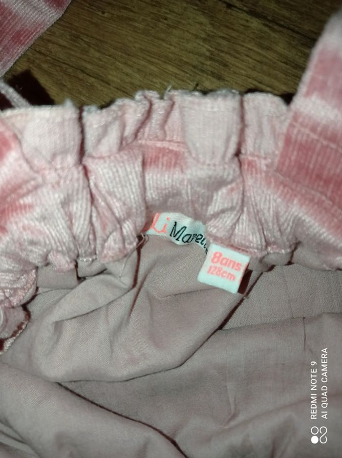 Jupe à bretelles velours rose, taille 8 ans, Neuve - photo numéro 6