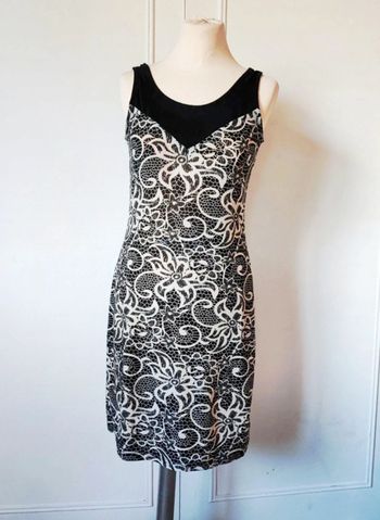 💗robe femme floral noir et blanc t s 36 logo brodé smash