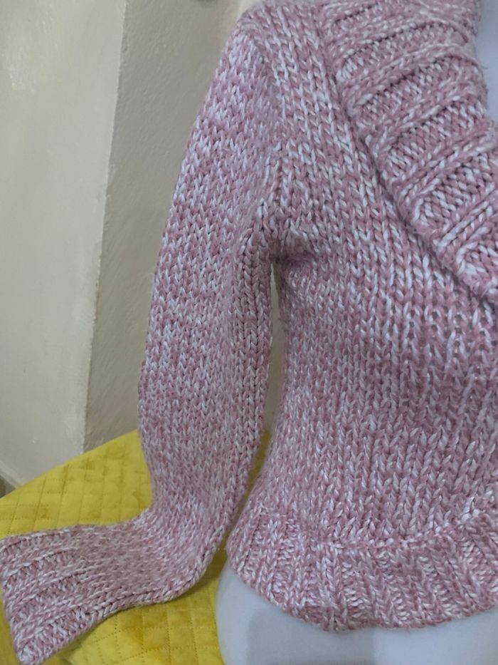 Veste courte épaisse Mim taille 36 rose grosse maille bon état - photo numéro 7