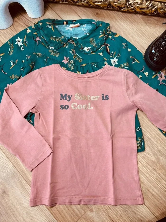 Taille 4 ans tenue 3 pièces fille TAO Tissaia vert rose noir * fleurs * 🌸 - photo numéro 7