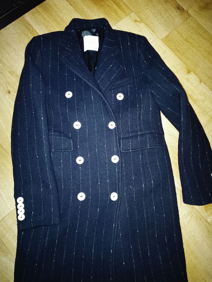 Manteau long femme Mango bleu marine