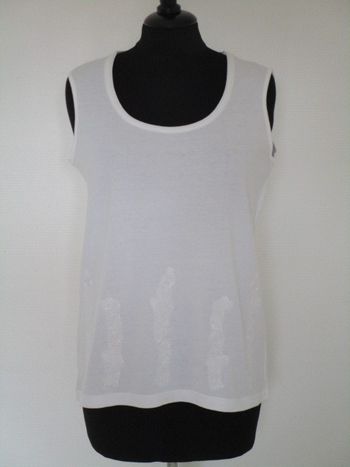 Débardeur blanc brodé Jac Jac 40 NEUF