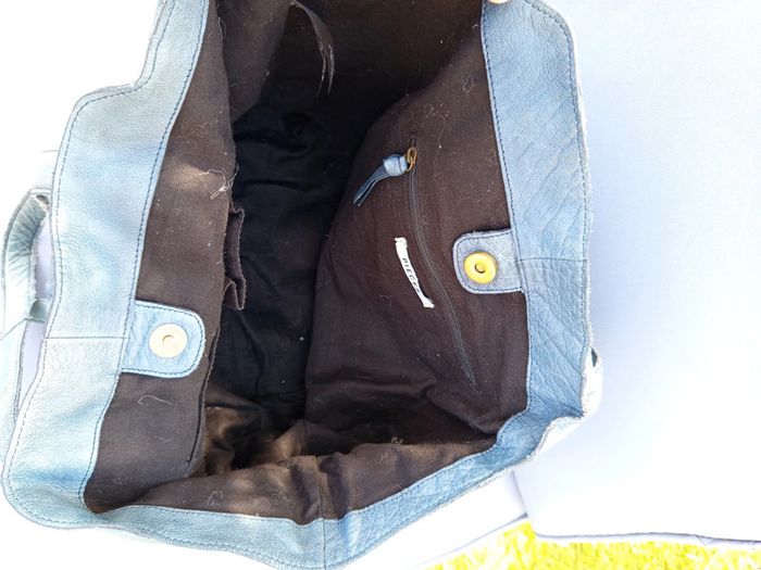 Sac cabas cuir bleu Pièces - photo numéro 6
