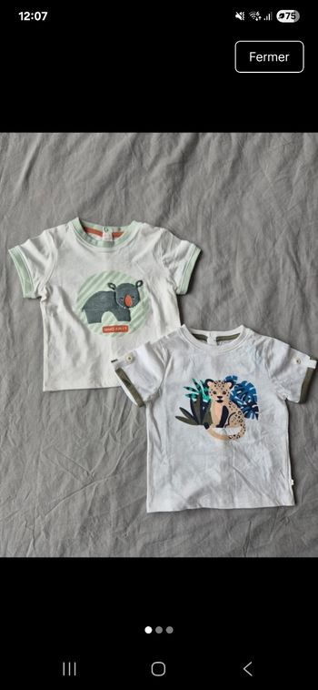 Lot de 2 t-shirts neufs 6 mois Obaïbi