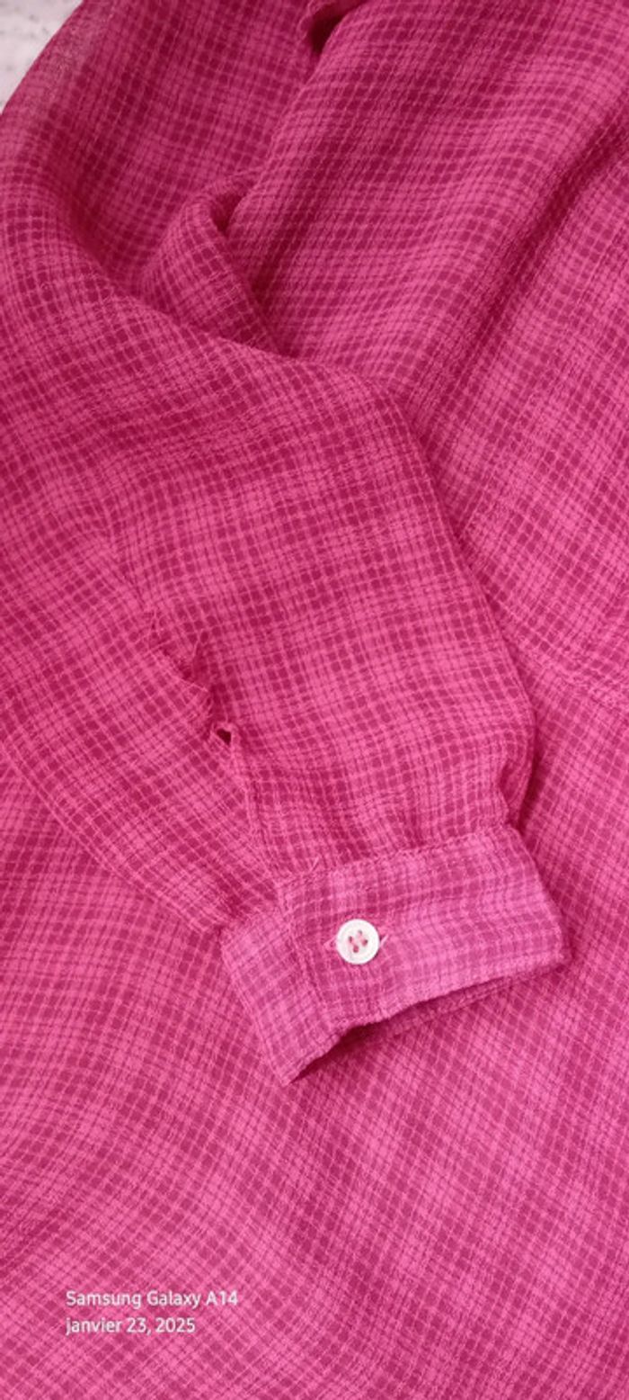 Chemise légère vintage motif carreaux avec poches fuschia femme 40 Line de Raux Paris - photo numéro 11