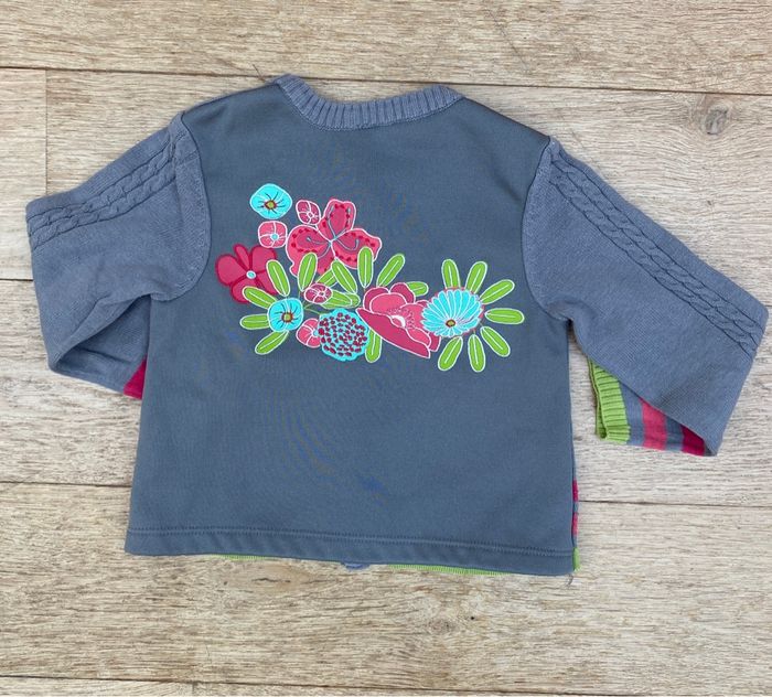 Pull gilet gris bouton chaud polaire fille 18 mois - photo numéro 2