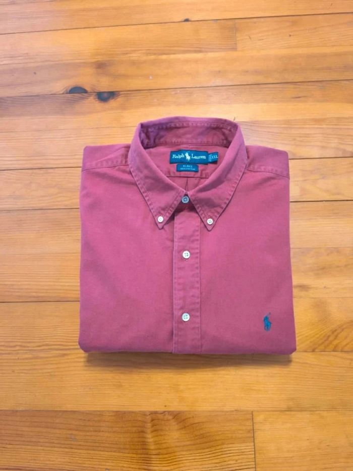 Chemise Ralph Lauren - Blake 100 % Cotton - Logo brodé marine - Bordeaux - Taille XXL - photo numéro 2