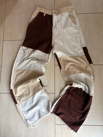 Jean tricolores baggy et taille haute