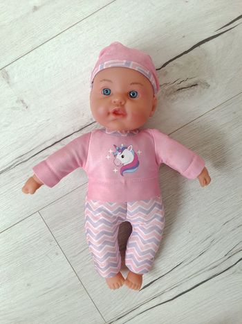 Poupée poupon rose avec top licorne 30 cm Neuf