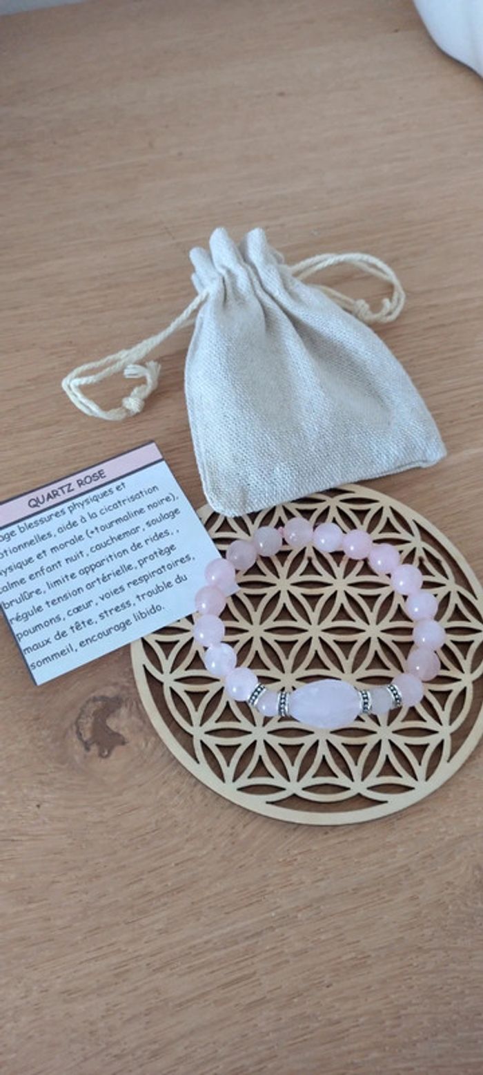 Bracelet élastique quartz rose