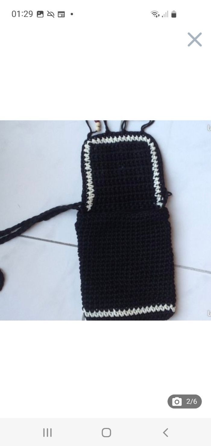 Sac sacoche enfant noir au crochet - photo numéro 3