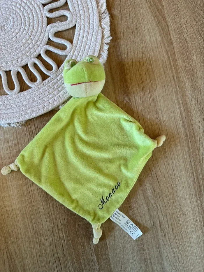 Doudou plat grenouille vert – Très bon état