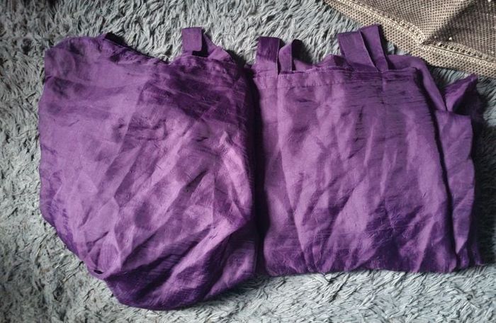 Lot 2 grands rideaux violet transparent