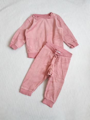 Ensemble pull et pantalon rose velours H&M 80 cm