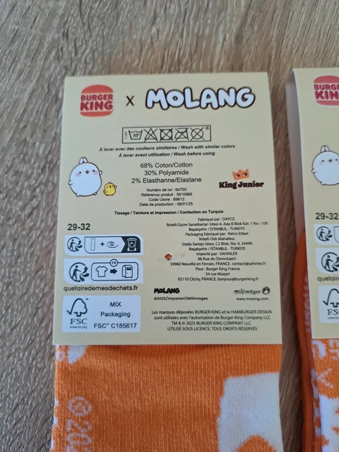 Lot de chaussettes orange Burger King - photo numéro 3