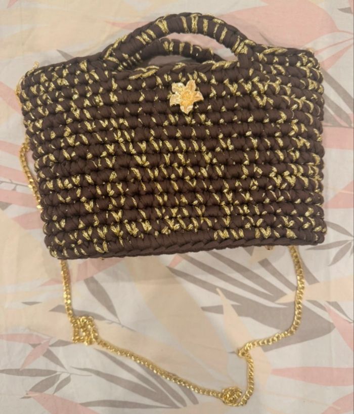 Sac à main marron & doré - idée cadeau Noël - photo numéro 4