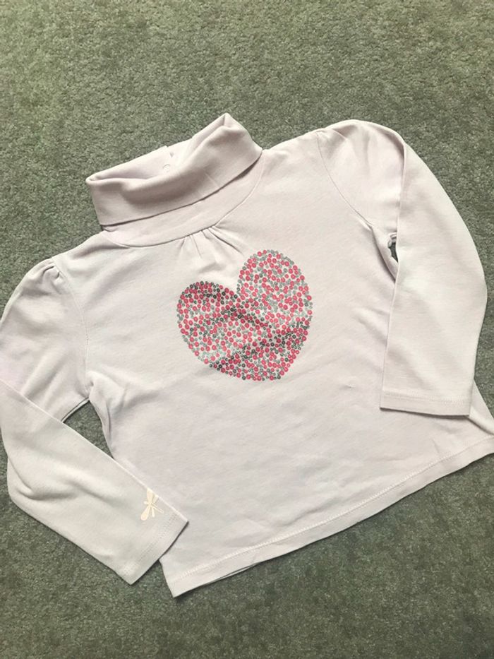 Col roulé fin type sous-pull lilas clair 4 ans