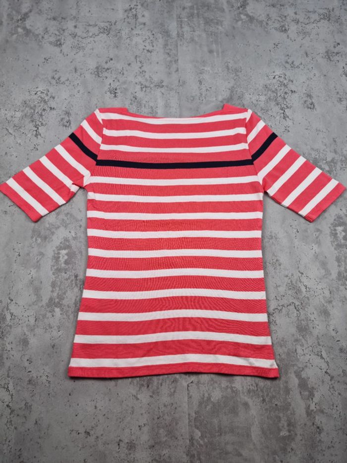 Top marinière Tommy Hilfiger rayé rose/blanc neuf avec étiquette - photo numéro 4