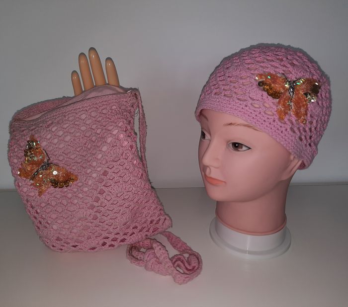 sac et bonnet rose crochet - photo numéro 2