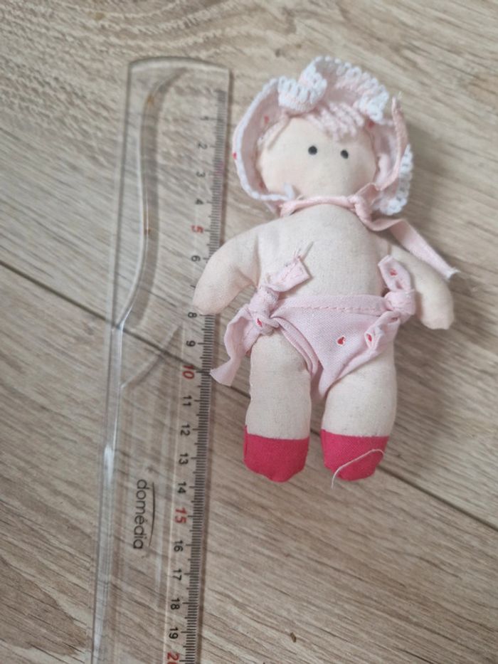Poupée de chiffon, rose, 12cm environ - photo numéro 3