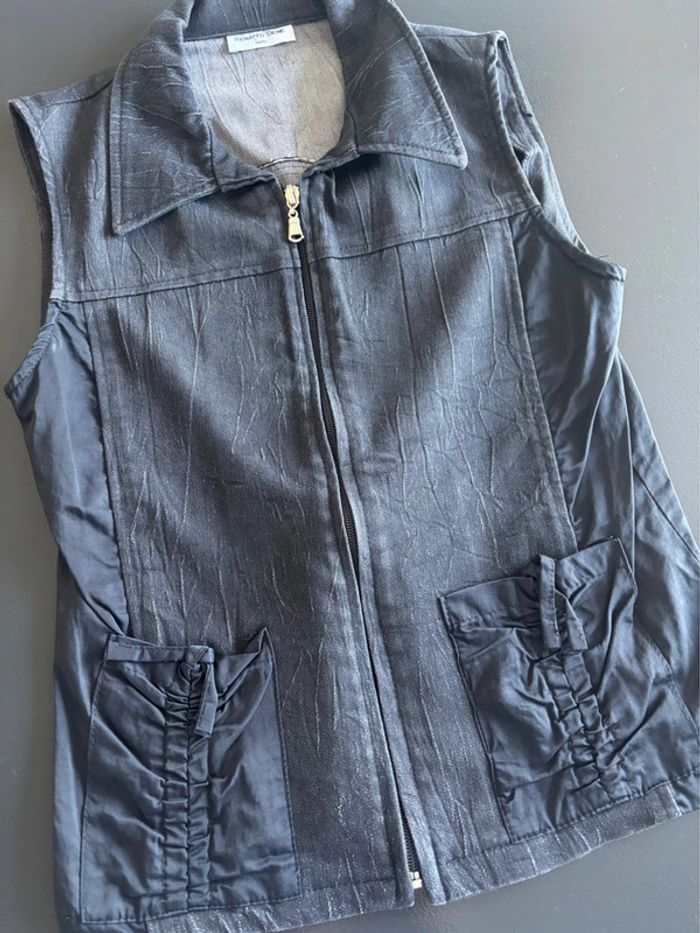 Veste en jeans sans manche T38 - photo numéro 2