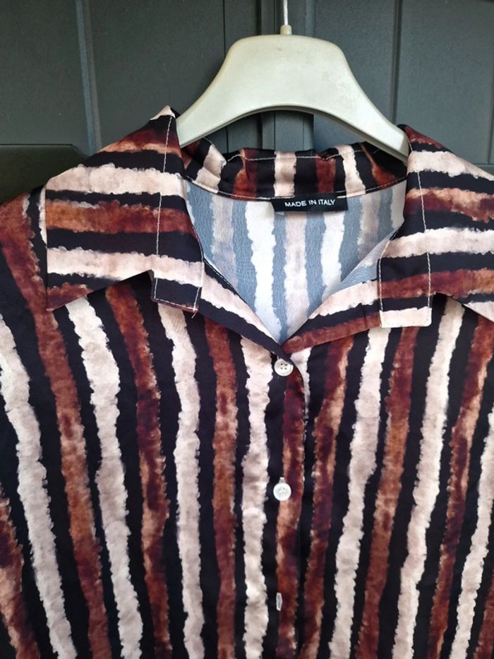 Chemise rayures noir marron motif vintage - photo numéro 5