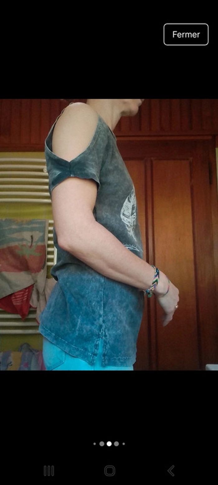 T-shirt femme gris New Look Wika epaulz dénudées - photo numéro 6