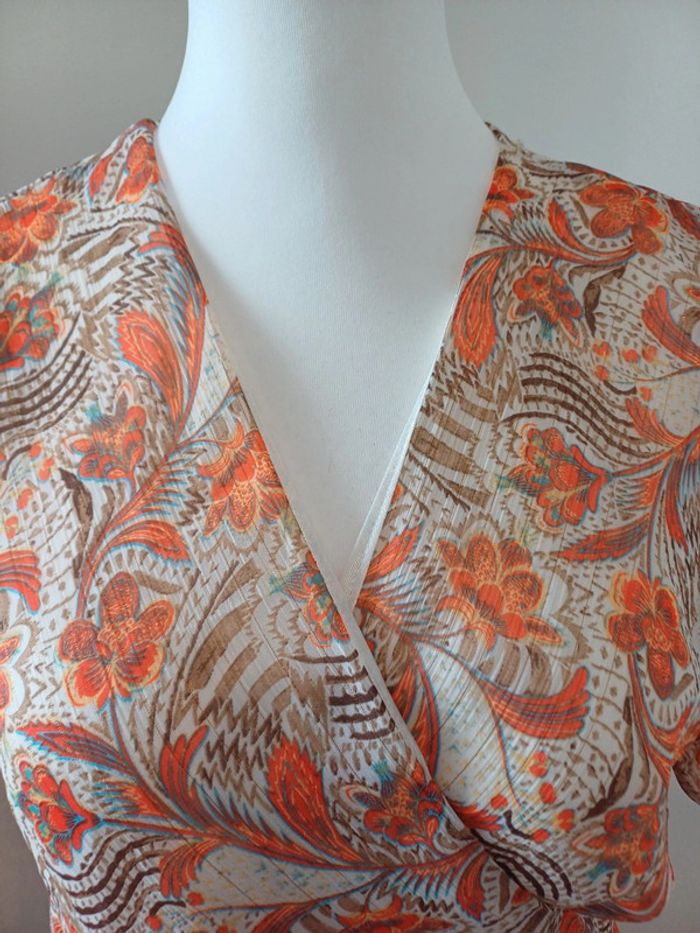 Robe fluide cache-coeur Flamant Rose taille M 38 - photo numéro 2