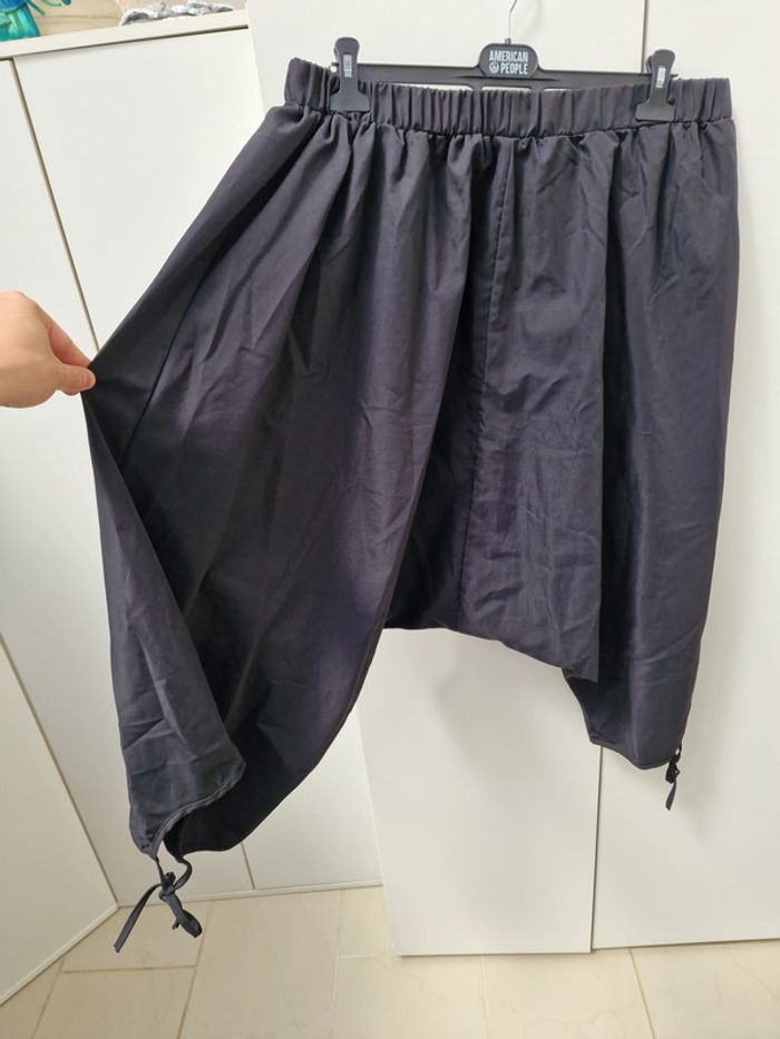 Pantalon Sarouel Jambes Ultras Larges Taille Elastique Noir - photo numéro 2