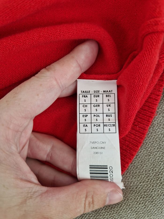 Pull fin rouge col v arrondi Mim - photo numéro 7