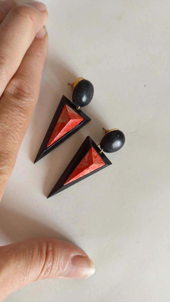 Boucles d'oreilles triangle vintage - photo numéro 3