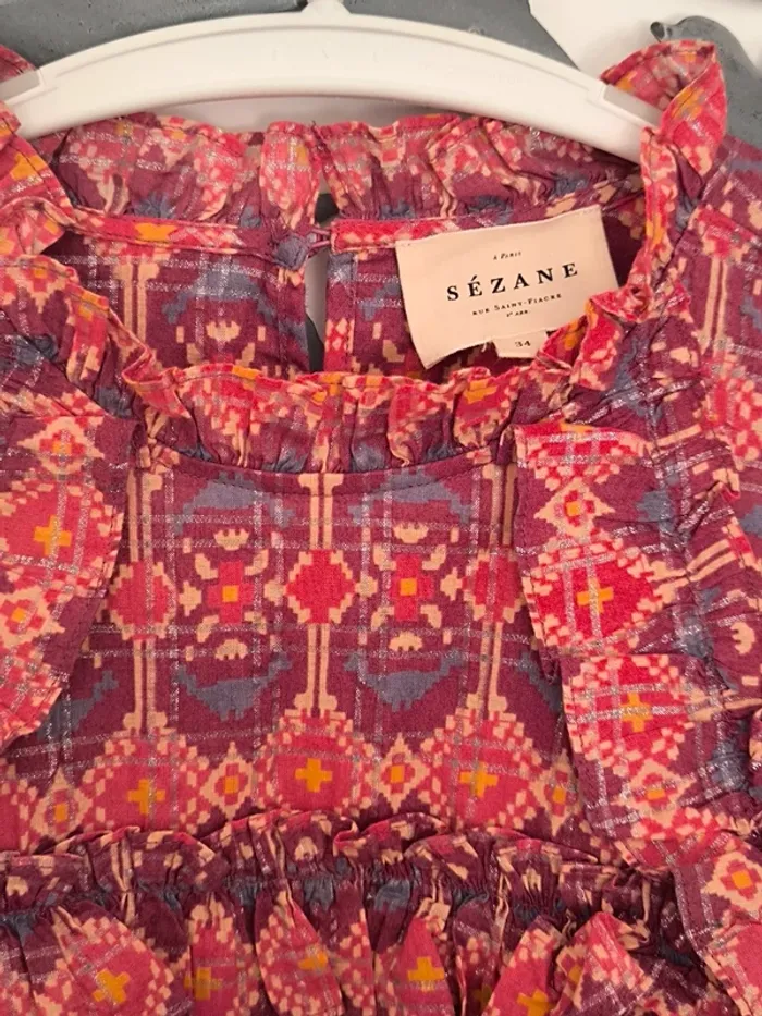 Blouse Sezane a volants imprimé 34 - photo numéro 4