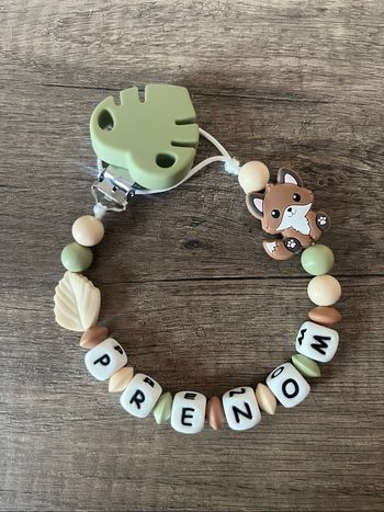 Attache tétine personnalisée Renard thème forêt
