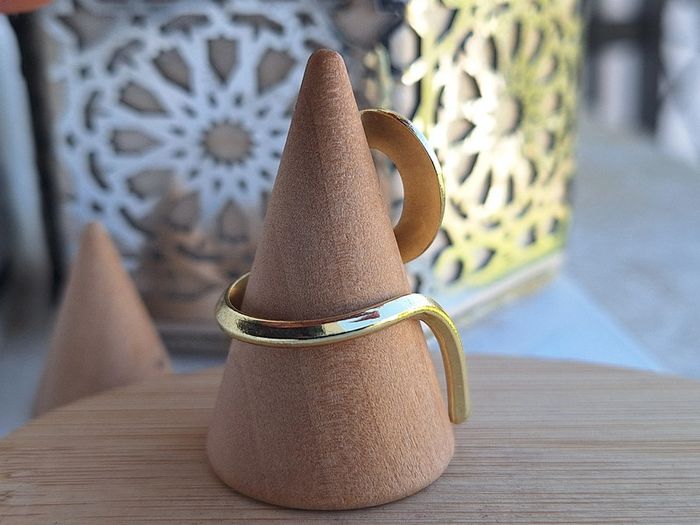 Bague Ouverte Dorée en acier inoxydable, Motif moderne Bague design ouvert Ajustable bague Pour elle - photo numéro 3